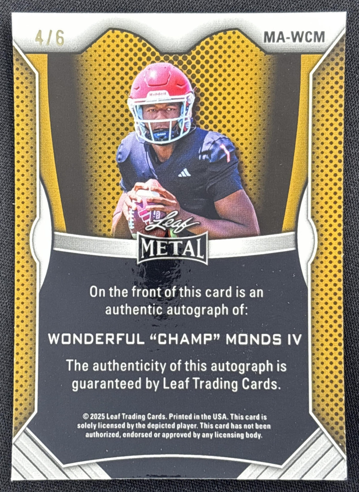 Wonderful "Champ" Monds IV 2025 Leaf MEtal Auto /6