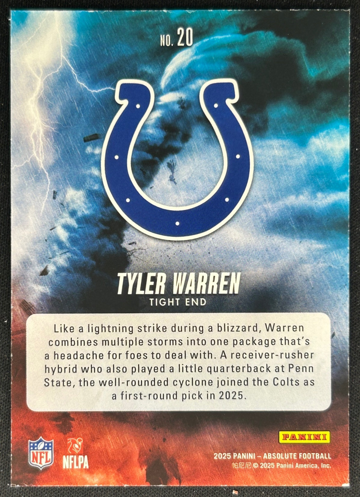 Tyler Warren 2025 Panini Absolute By Storm Colts Sports Trading Cards