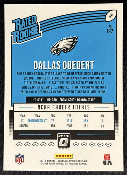 Dallas Goedert 2018 Panini Donruss Optic Eagles