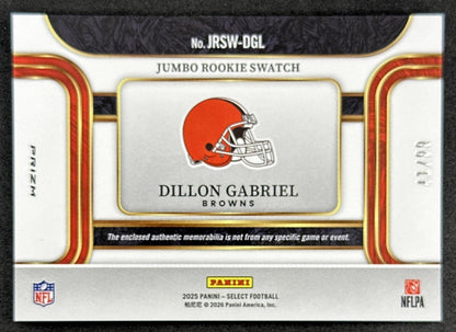 Dillon Gabriel 2025 Select Draft Selections Memorabilia White Prizm /99 Browns Sports Trading Cards