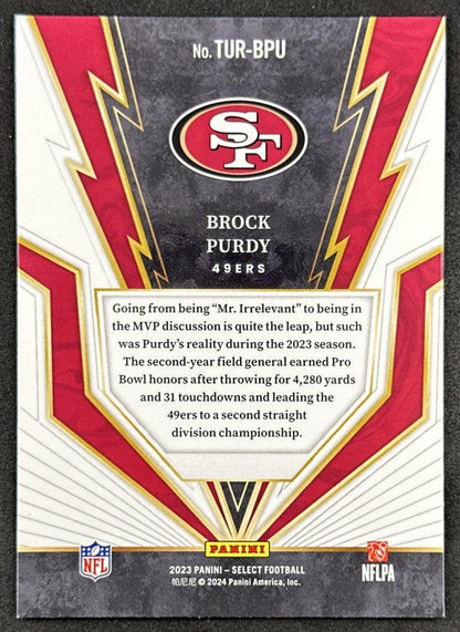 Brock Purdy 2023 Panini Select Turbo Charged 49ers Back
