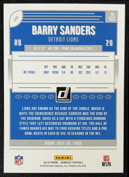 Barry Sanders 2018 Panini Donruss Lions