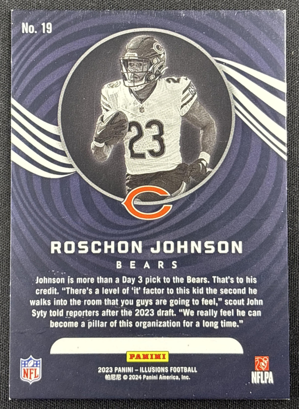 Roschon Johnson 2023 Panini Illusions Blue Trophy Collection /149 Bears