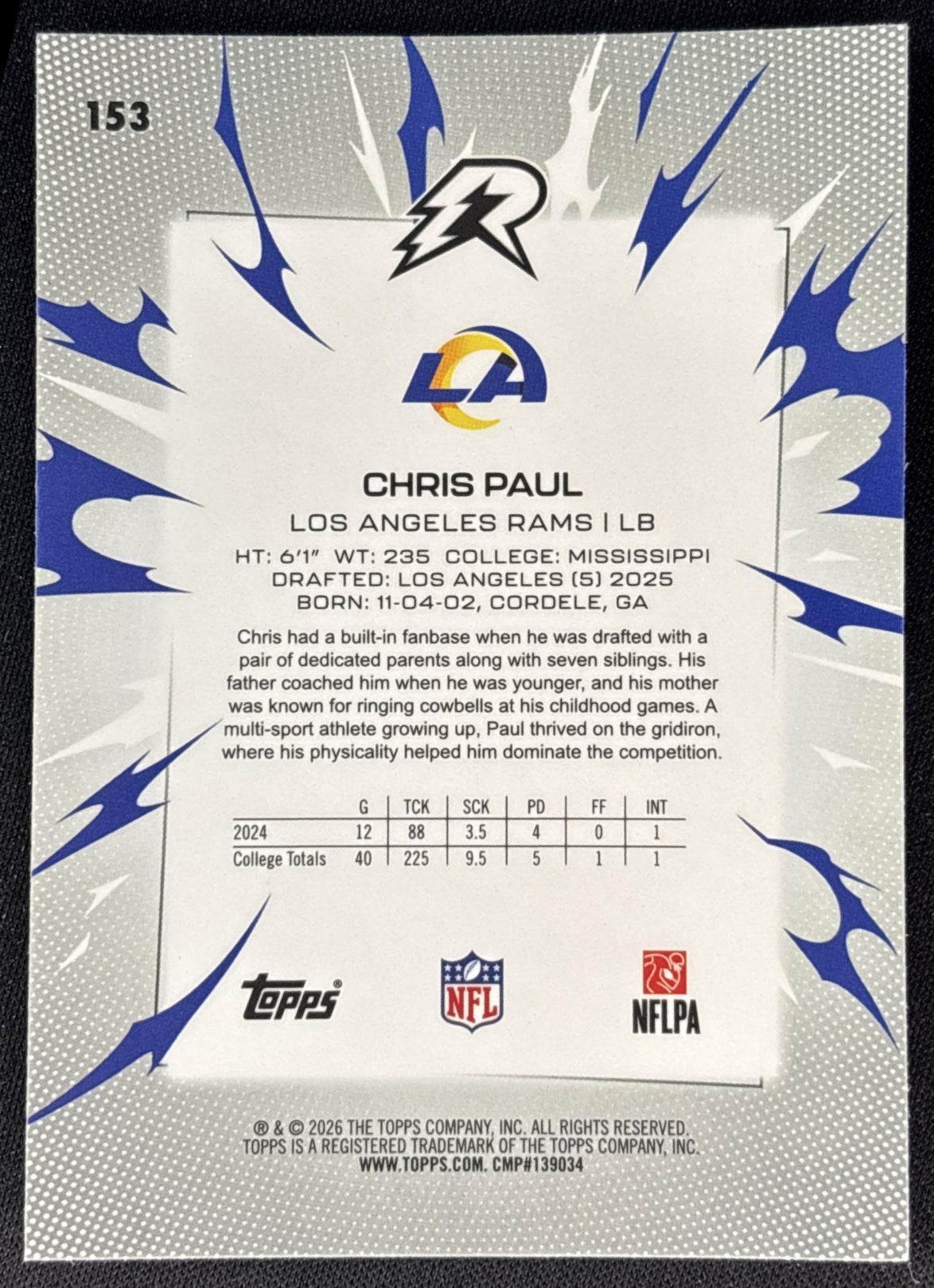 Chris Paul Jr. 2025 Topps Resurgence Rams Sports Trading Cards