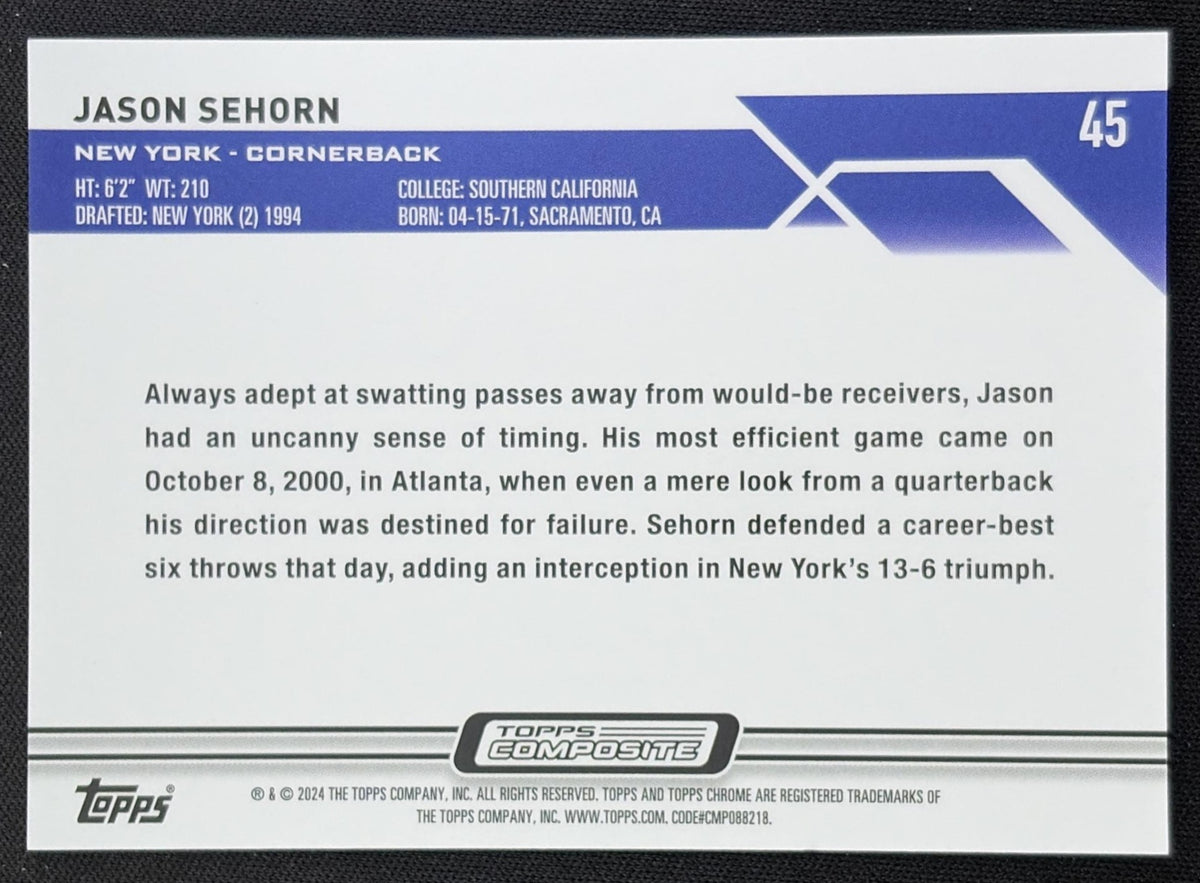 Jason Sehorn 2023 Topps Composite Chrome Blue Wave Refractor /75 Giants