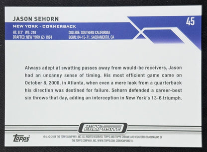 Jason Sehorn 2023 Topps Composite Chrome Blue Wave Refractor /75 Giants