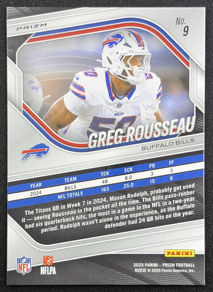 Greg Rousseau 2025 Panini Prizm Lazer Bills back