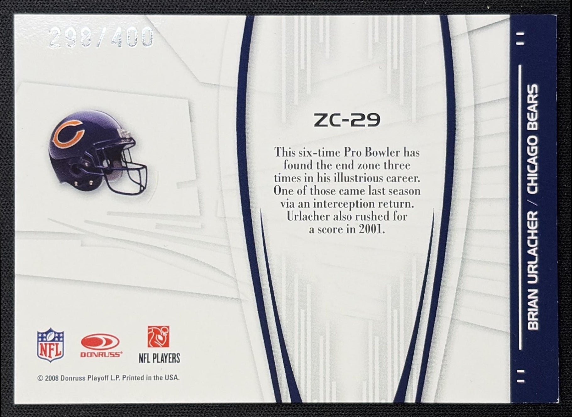 Brian Urlacher 2008 Score Gold Zone /400 Bears