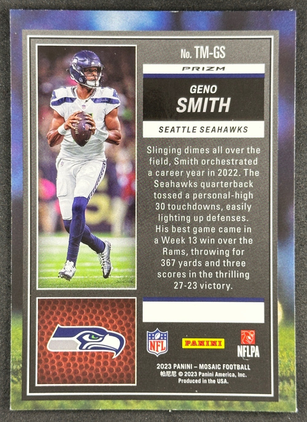 Geno Smith 2023 Mosaic Touchdown Masters Mosaic Seahawks Jets Sports Trading Card