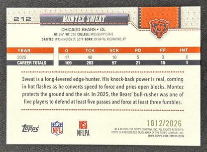 Montez Sweat 2026 Topps Gold /2026 Bears