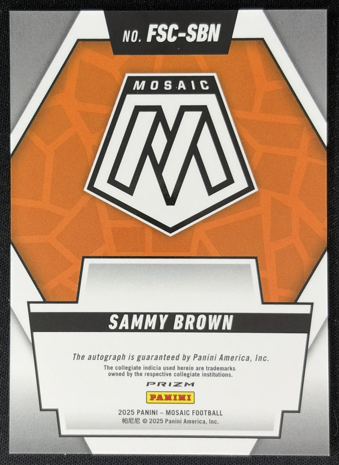 Sammy Brown 2025 Panini Mosaic Future Scripts Tigers