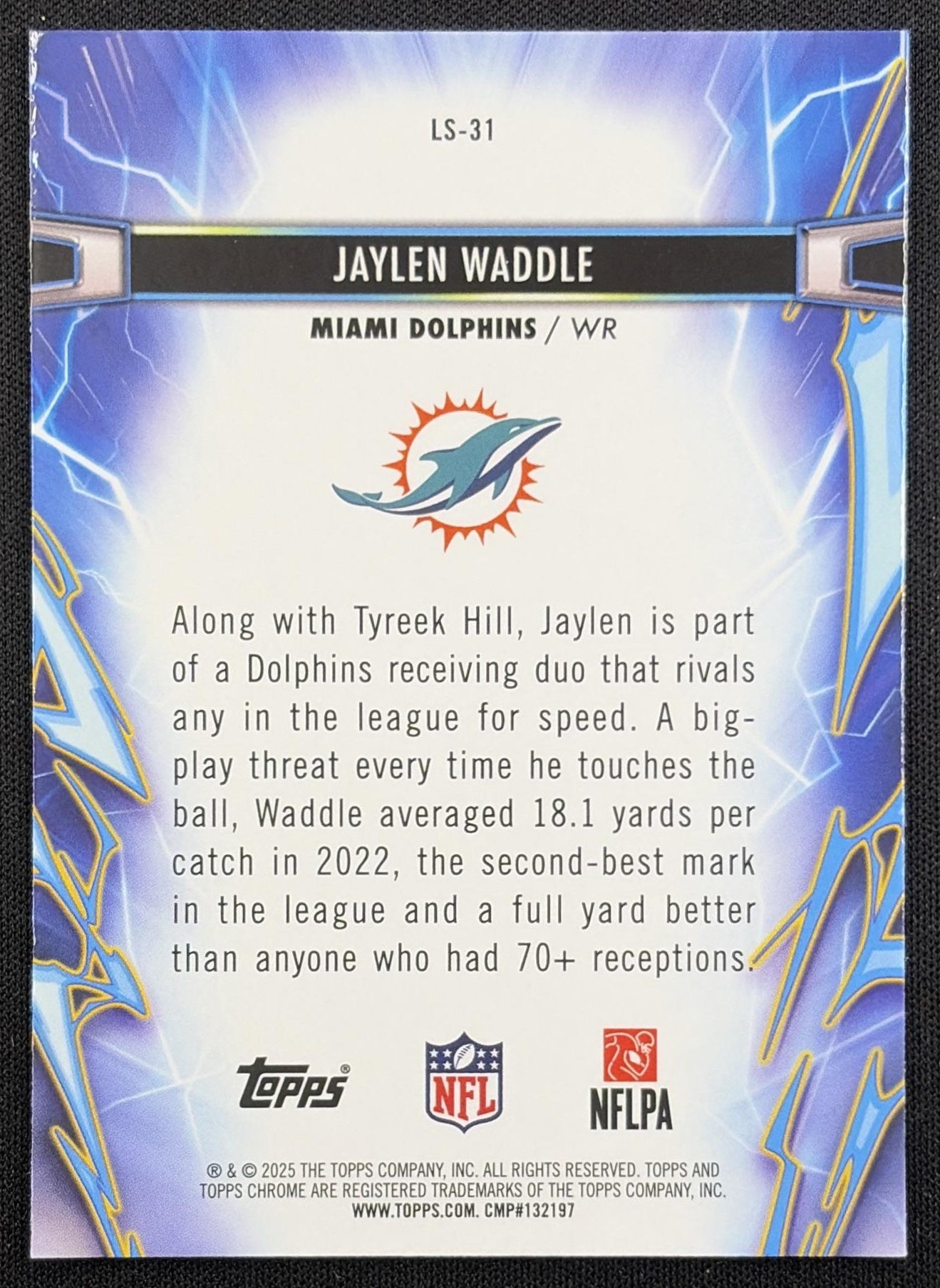 Jaylen Waddle 2025 Topps Cosmic Chrome Light Speed Dolphins Miami Dolphins