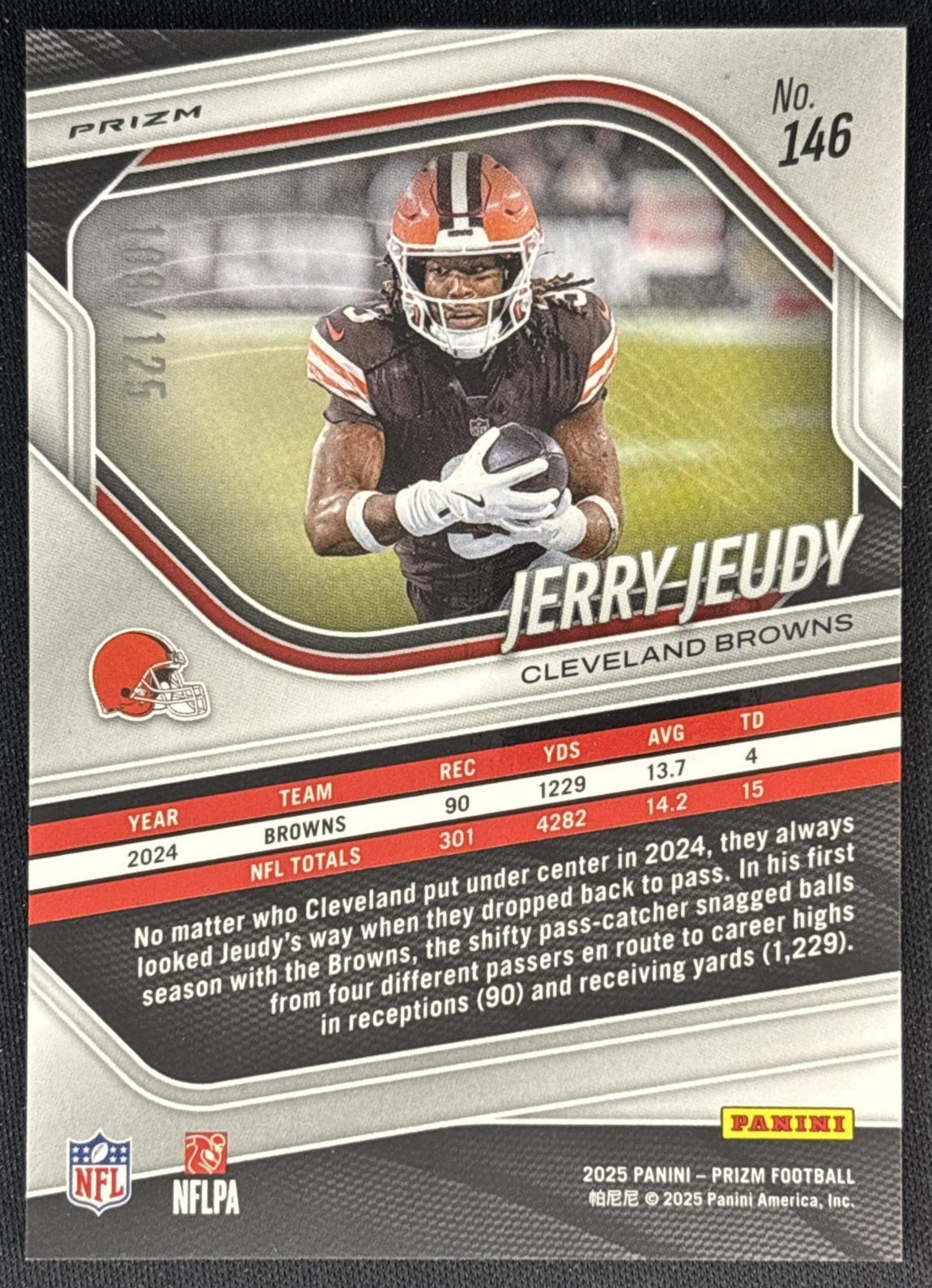 Jerry Jeudy 2025 Panini Prizm Purple /125 Browns back