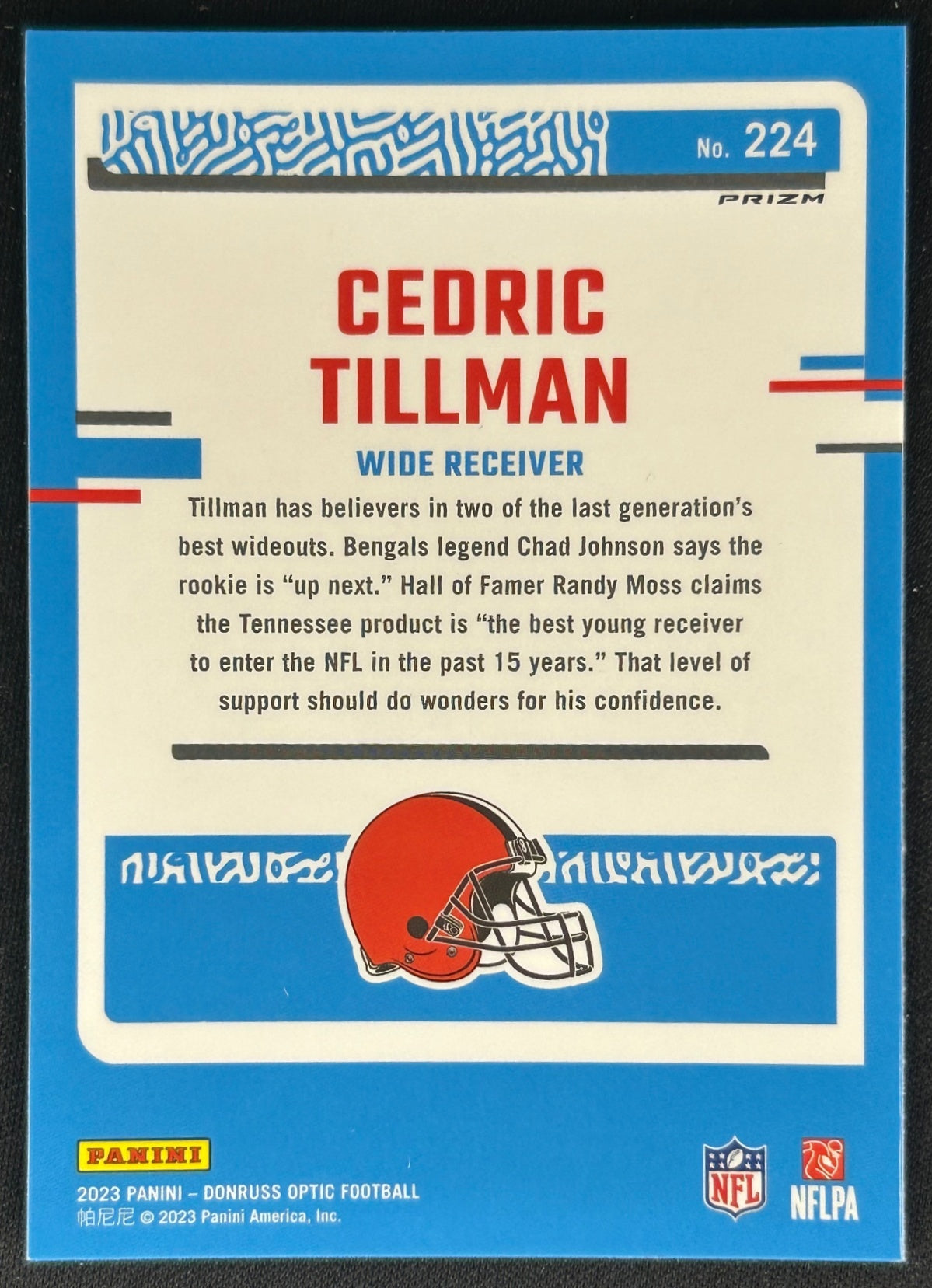 Cedric Tillman 2023 Donruss Optic Holo Rated Rookie Prizm Browns Sports Trading Cards