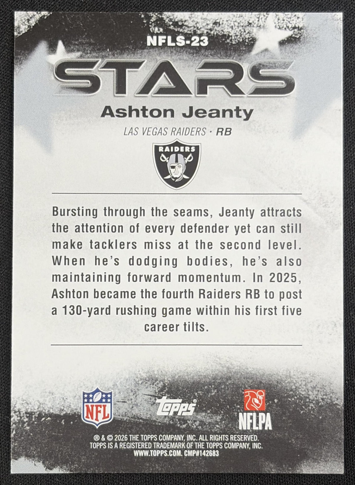 Ashton Jeanty 2026 Topps NFL Stars Raiders