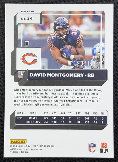 David Montgomery 2022 Panini Donruss Optic Orange /199 Bears