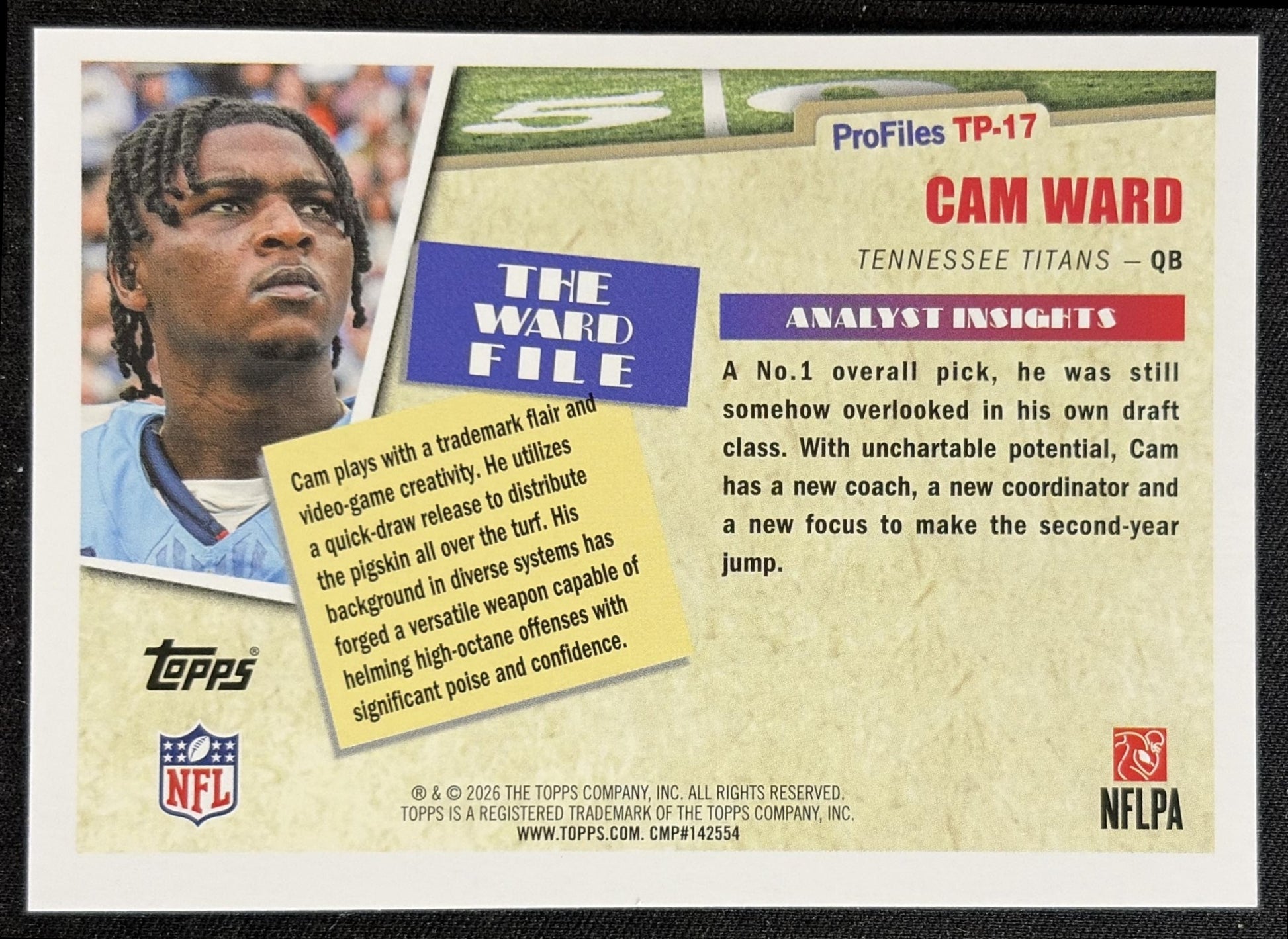 Cam Ward 2026 Topps Profiles Titans back