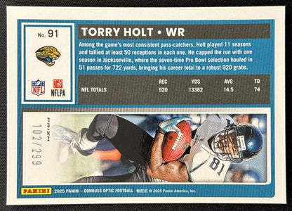 Torry Holt 2025 Panini Donruss Optic Orange Prizm /299 Jaguars Sports Trading Cards