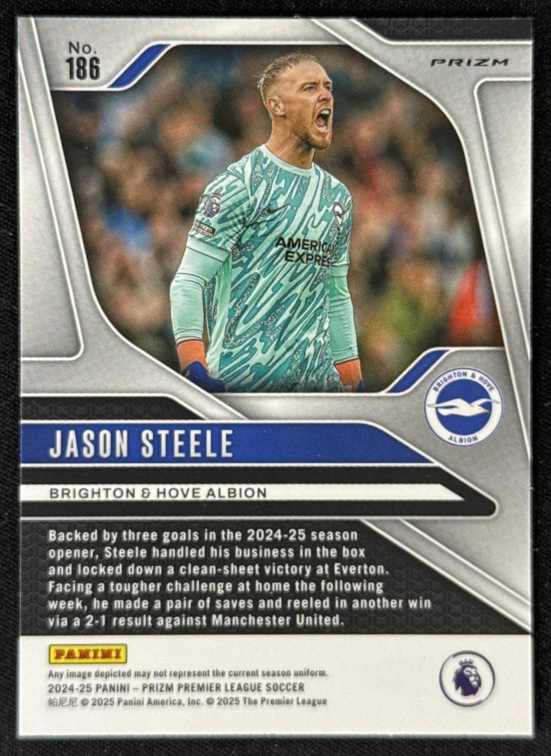 Jason Steele 2024 Panini Prizm Premier League Pink Mosaic Prizm Brighton & Hove Sports Trading Card