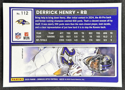 Derrick Henry 2025 Panini Donruss Optic Stars Prizm Ravens back