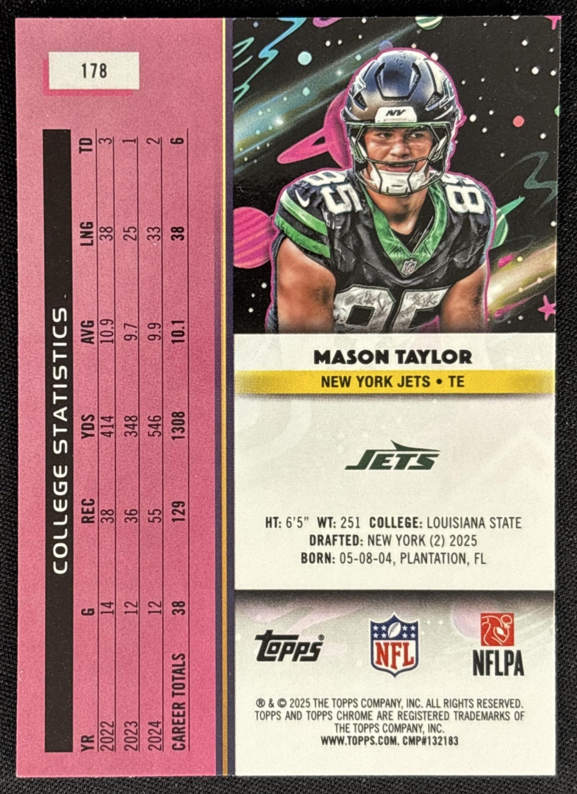 Mason Taylor 2025 Topps Cosmic Chrome Jets