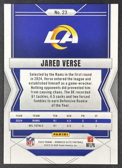 Jared Verse 2025 Panini Donruss Elite Orange /199 Rams Los Angeles Rams Sports Trading Cards