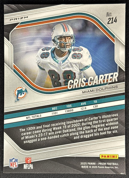 Cris Carter 2025 Panini Prizm Black & White Checker Dolphins
