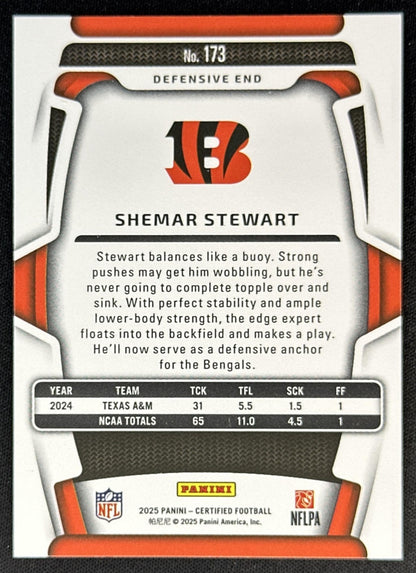 Shemar Stewart 2025 Panini Certified Rookies Mirror Teal /75 Bengals Sports Trading Cards