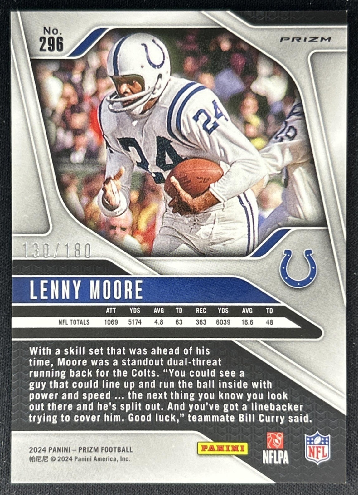Lenny Moore 2024 Panini Prizm Hyper /180 back