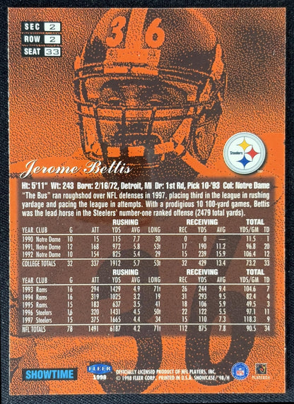 Jerome Bettis 1998 Fleer Flair Showcase Row 2 Style Steelers