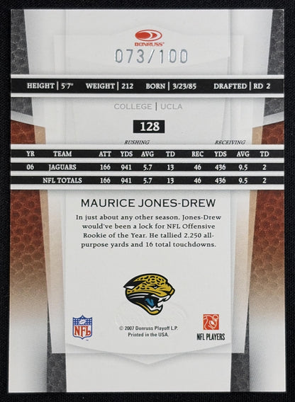 Maurice Jones-Drew 2007 Leaf Certified Materials Mirror Red /100 Jaguars