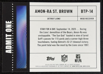 Amon-Ra St. Brown 2026 Topps Big Ticket Players Lions back