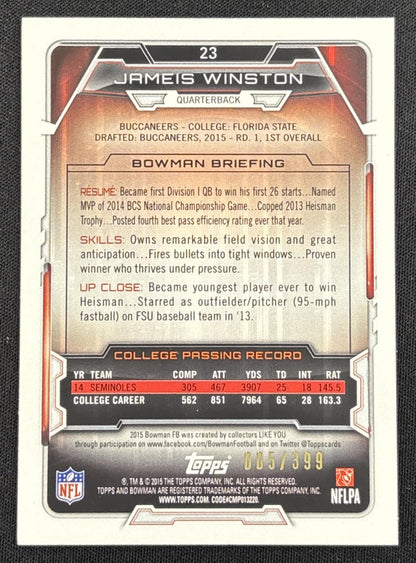 Jameis Winston 2015 Bowman Rookies Rainbow Gold /399 Buccaneers