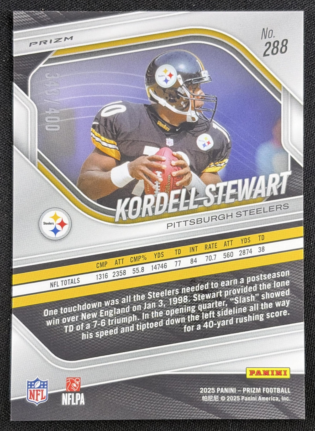 Kordell Stewart 2025 Panini Prizm Pandora /400 Steelers