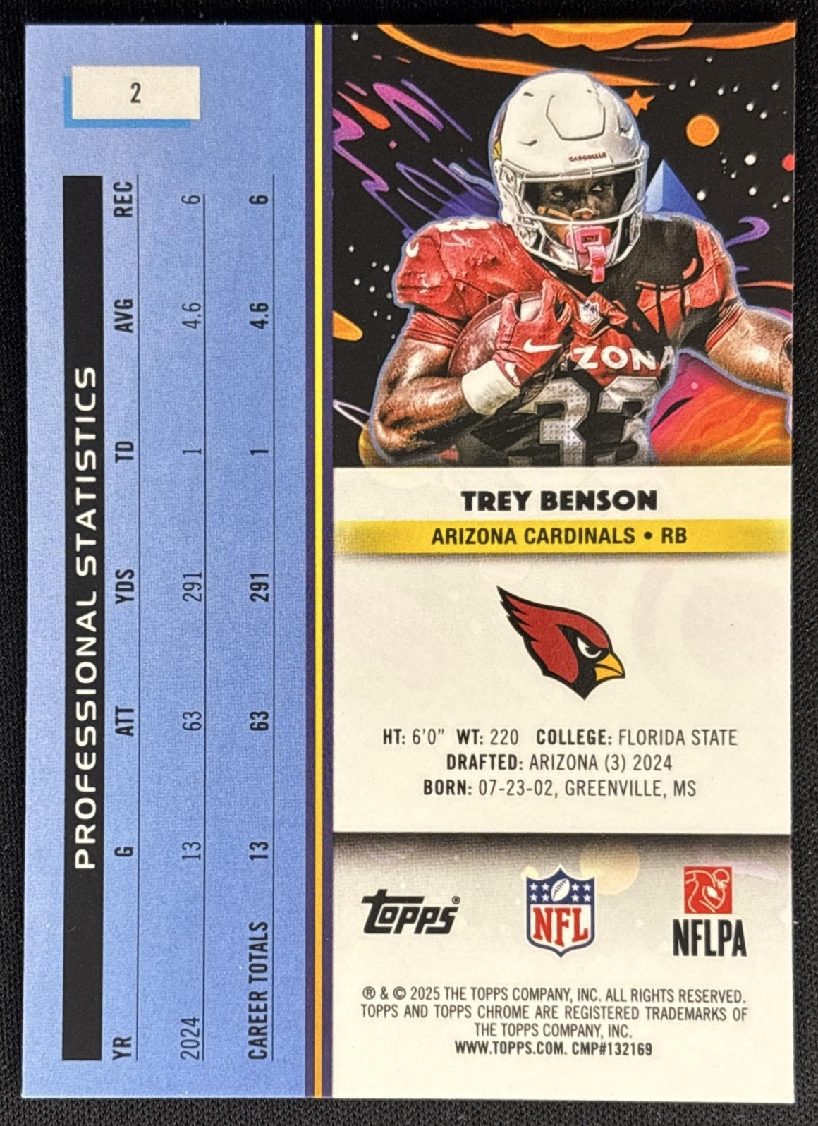 Trey Benson 2025 Topps Cosmic Chrome Cardinals Sports Trading Cards