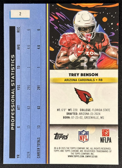 Trey Benson 2025 Topps Cosmic Chrome Cardinals Sports Trading Cards