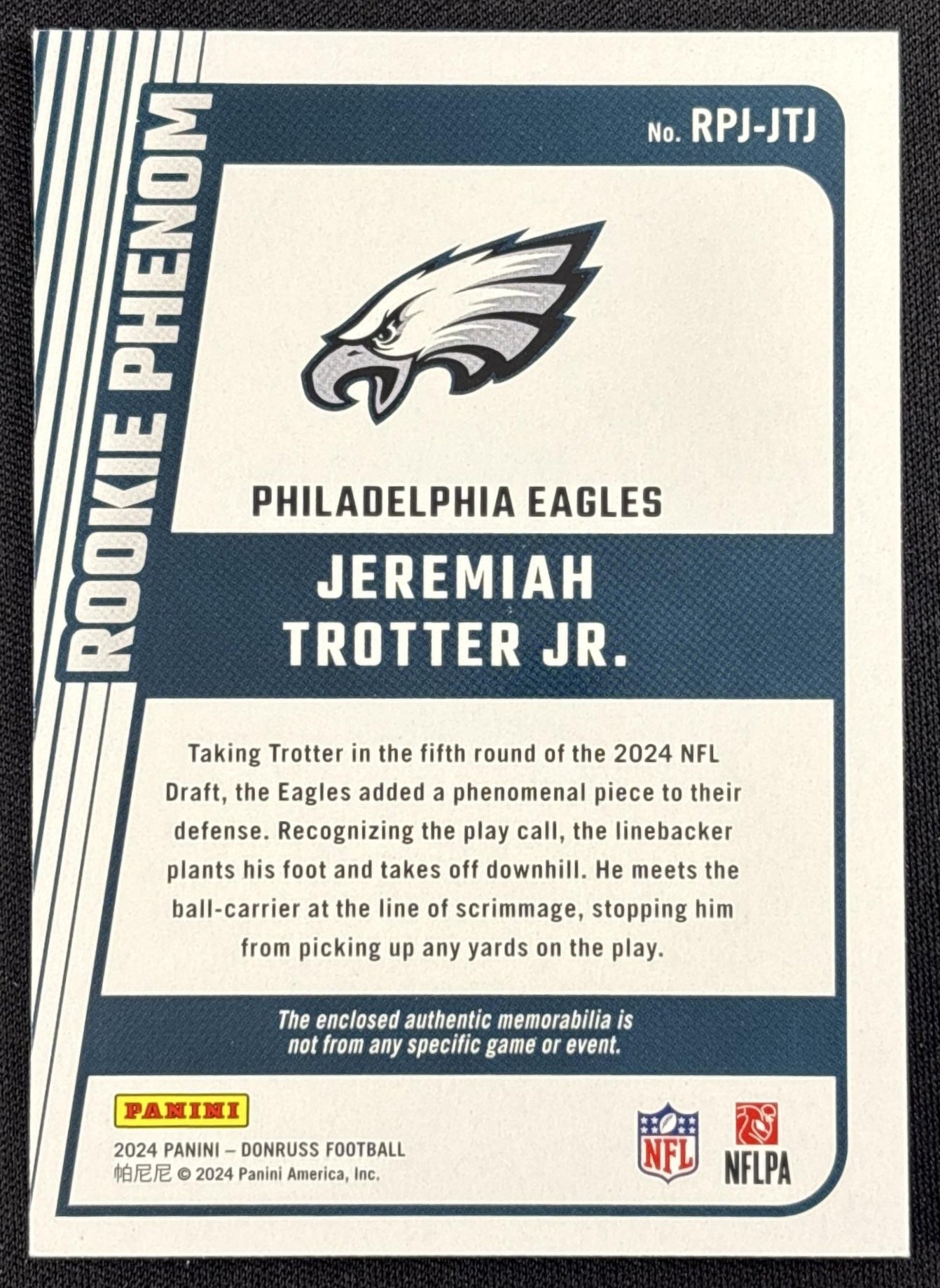 Jeremiah Trotter Jr. 2024 Panini Donruss Rookie Phenom Jerseys Eagles