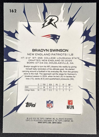 Bradyn Swinson 2025 Topps Resurgence Patriots Sports Trading Cards