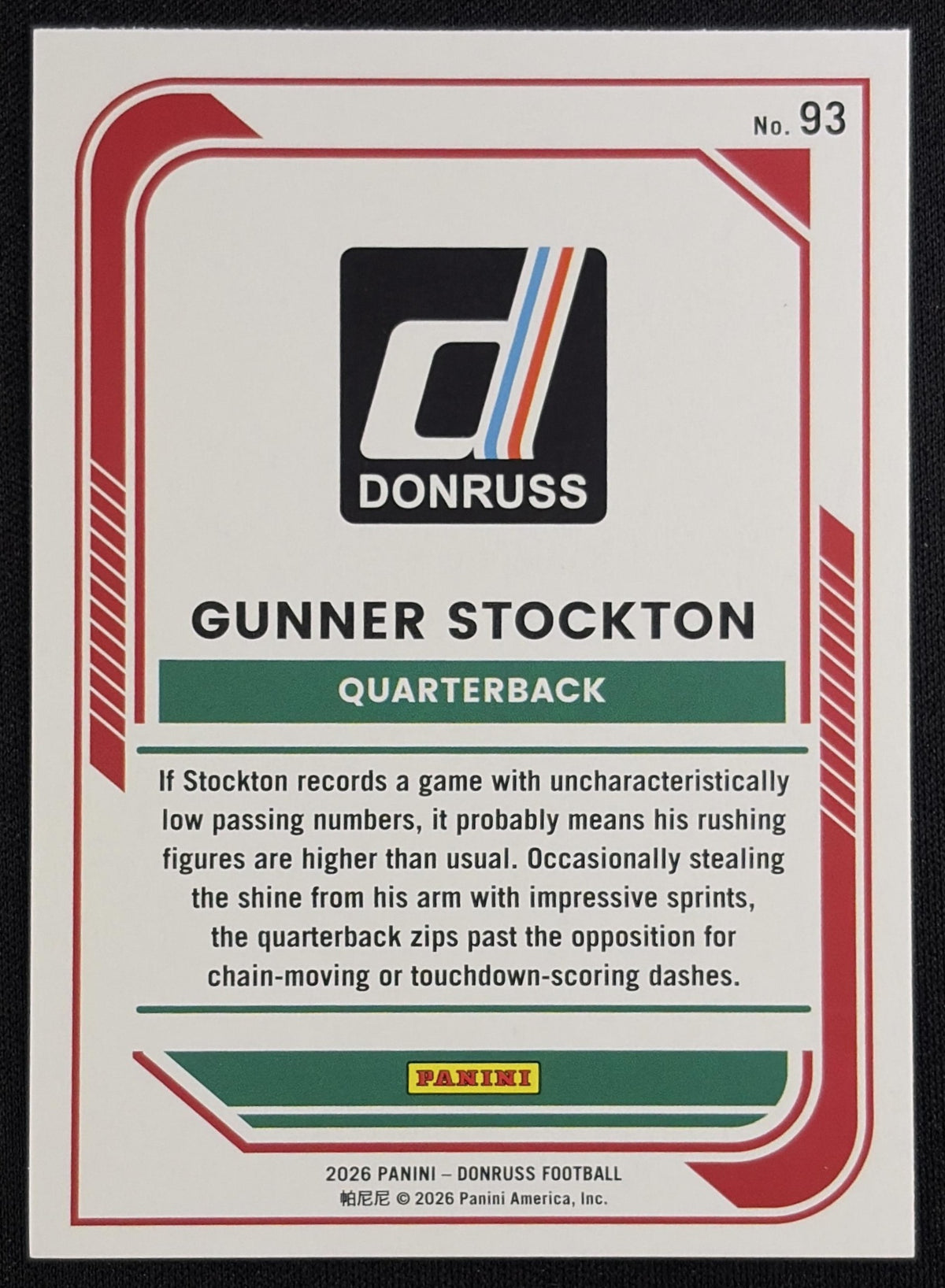 Gunner Stockton 2026 Panini Donruss Lighting Bulldogs