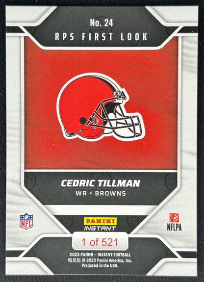 Cedric Tillman 2023 Panini Instant NFL RPS First Look Browns Sports Trading Cards