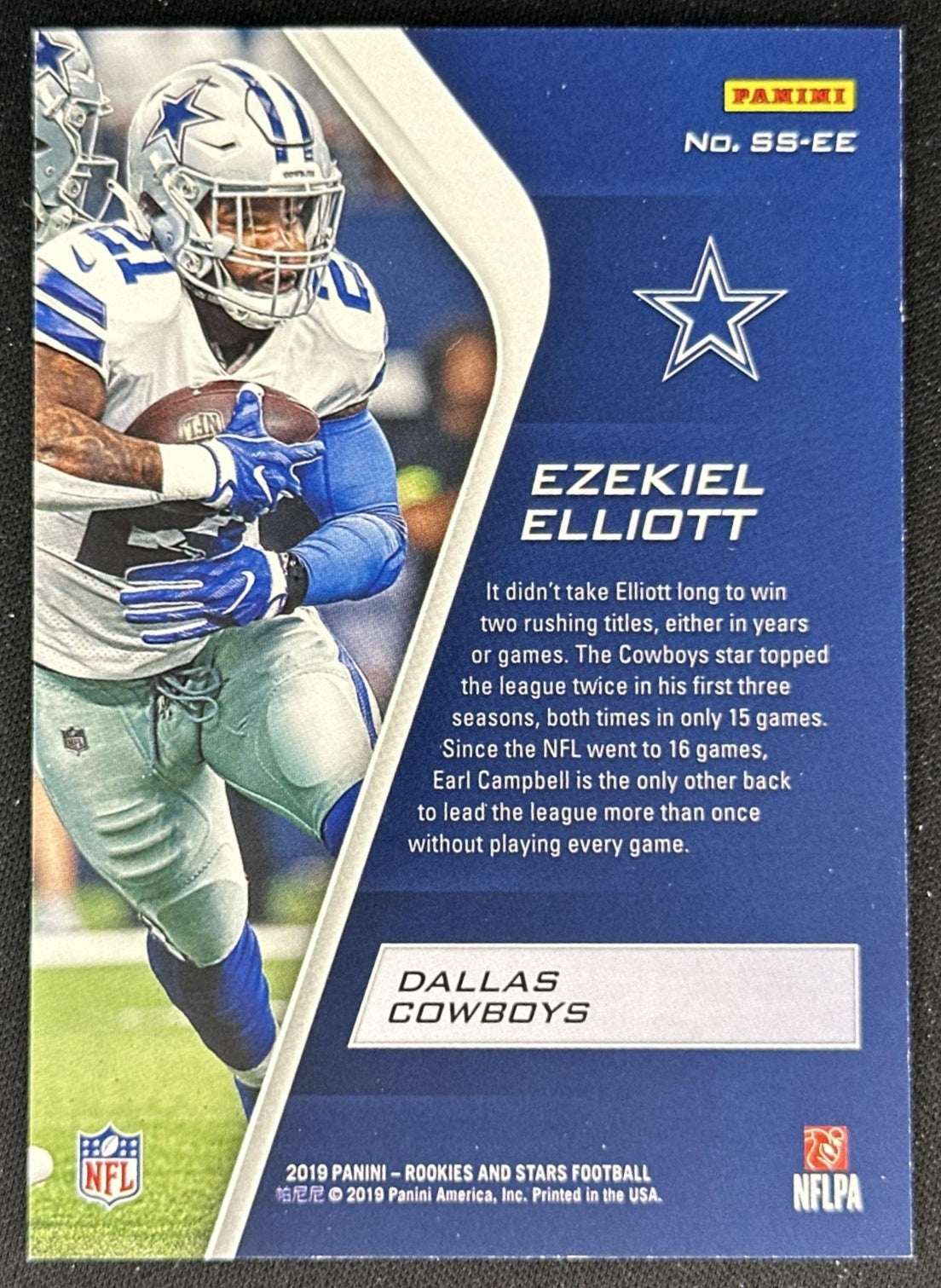 Ezekiel Elliott 2019 Panini Rookies & Stars Star Studded Orange /99 Cowboys back