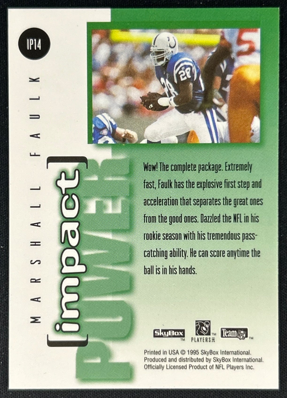 Marshall Faulk 1995 Impact Power Colts Sports Trading Card
