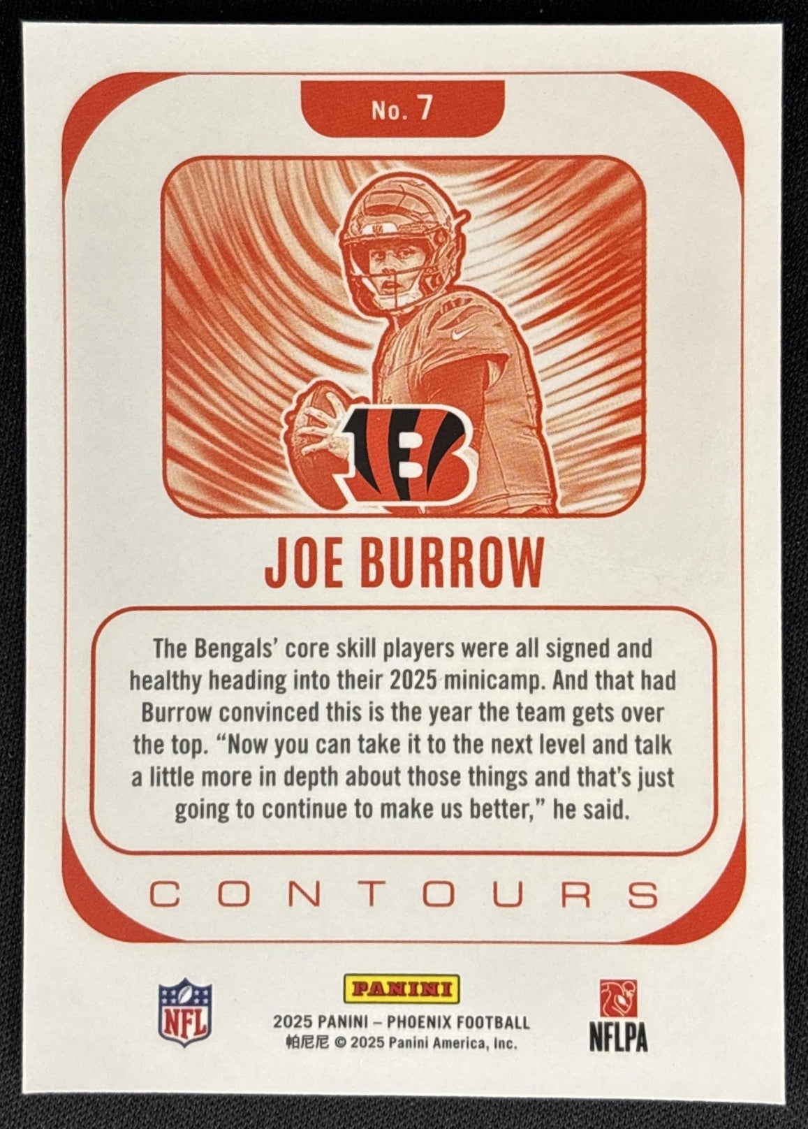 Joe Burrow 2025 Panini Phoenix Contours Bengals Sports Trading Cards