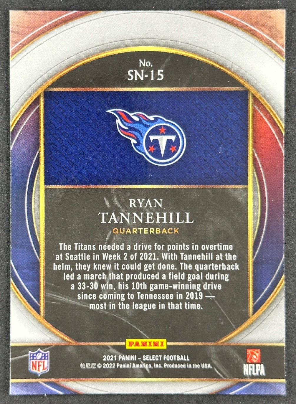 Ryan Tannehill 2021 Select Numbers Titans Sports Trading Card