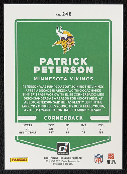 Patrick Peterson 2021 Panini Donruss Press Proof Premium Vikings - Minnesota Vikings