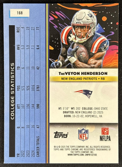 TreVeyon Henderson 2025 Topps Cosmic Chrome Patriots