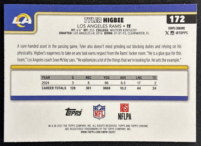 Tyler Higbee 2025 Topps Chrome Rams Sports Trading Cards