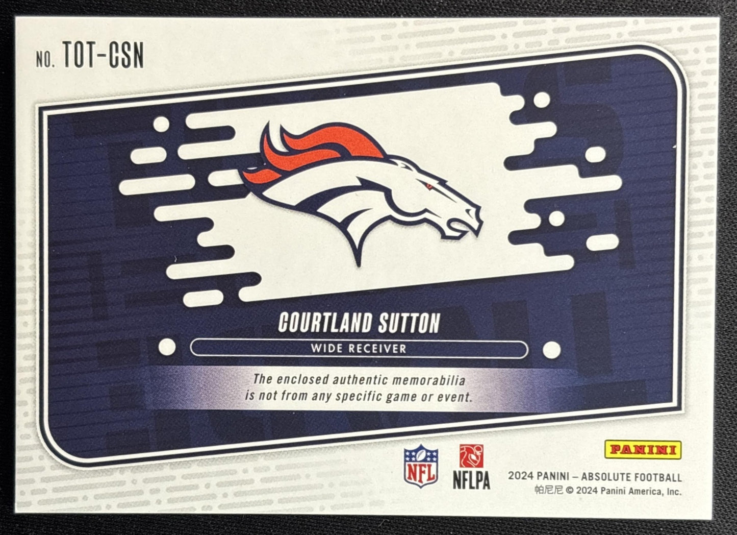 Courtland Sutton 2024 Panini Absolute Tools of the Trade /399 Broncos