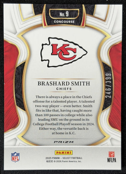 Brashard Smith 2025 Panini Select Concourse Tri-Color Prizm /399 Chiefs back