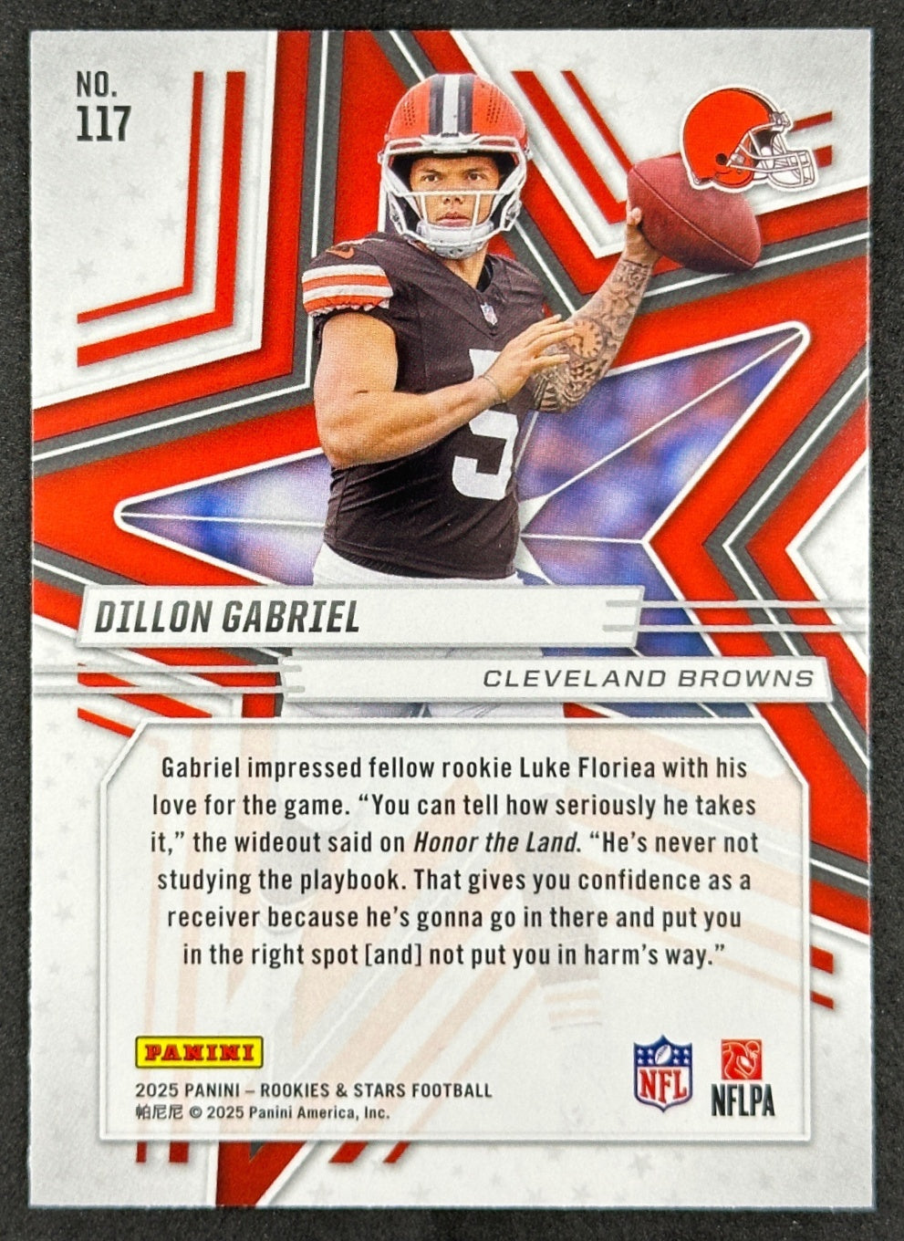 Dillon Gabriel 2025 Rookies & Stars Browns Sports Trading Card